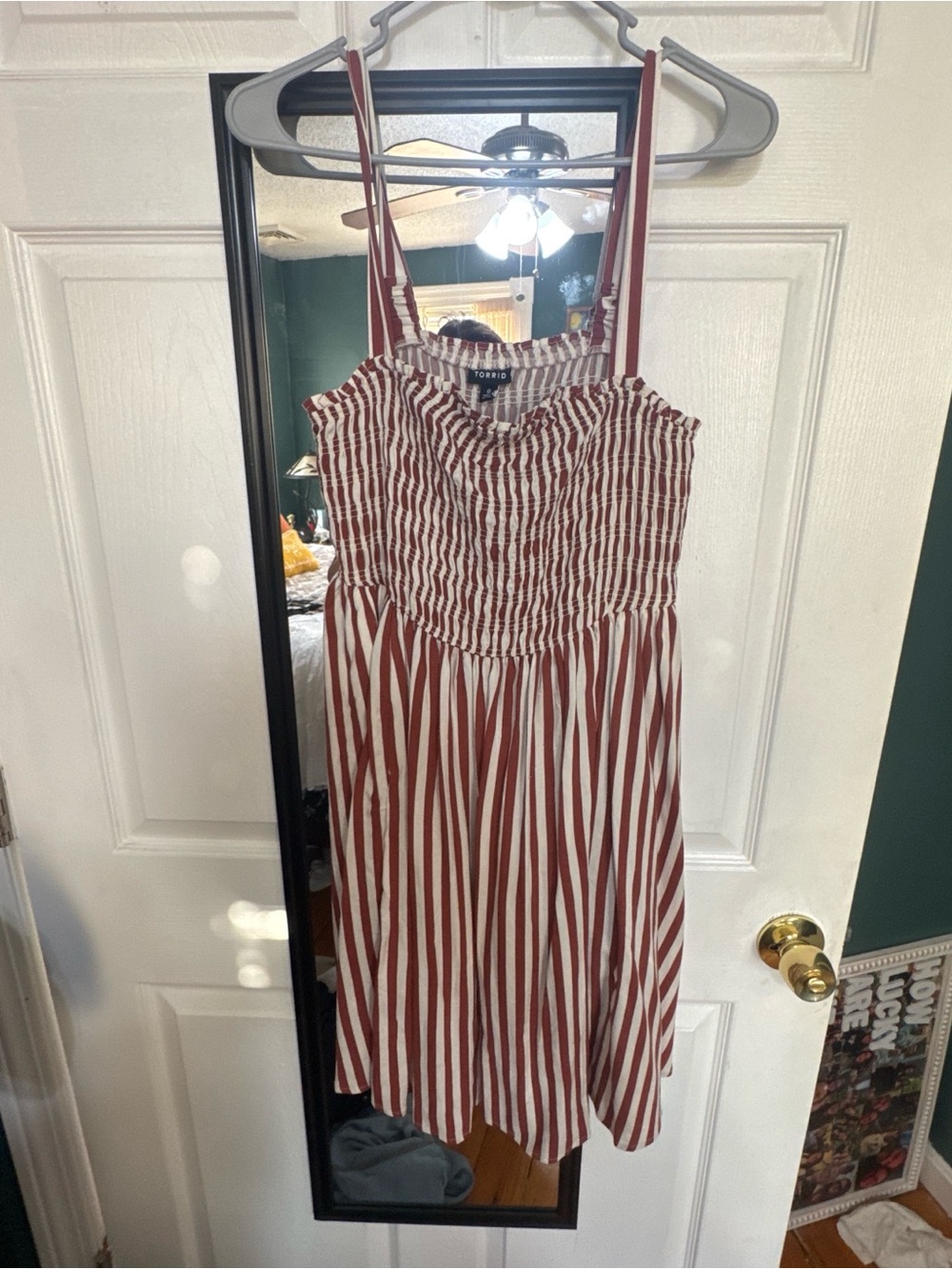 torrid Rust and White Striped Smocked Sundress